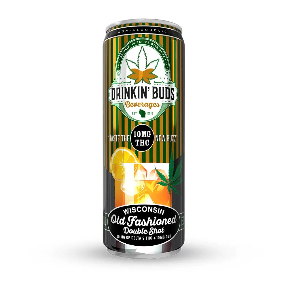 Can of Drinkin' Buds Beverages with green and black design on a white background